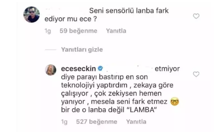 ece seckin takipcisinin lamba yorumuna kayitsiz kalmadi yanitiyla gundem oldu